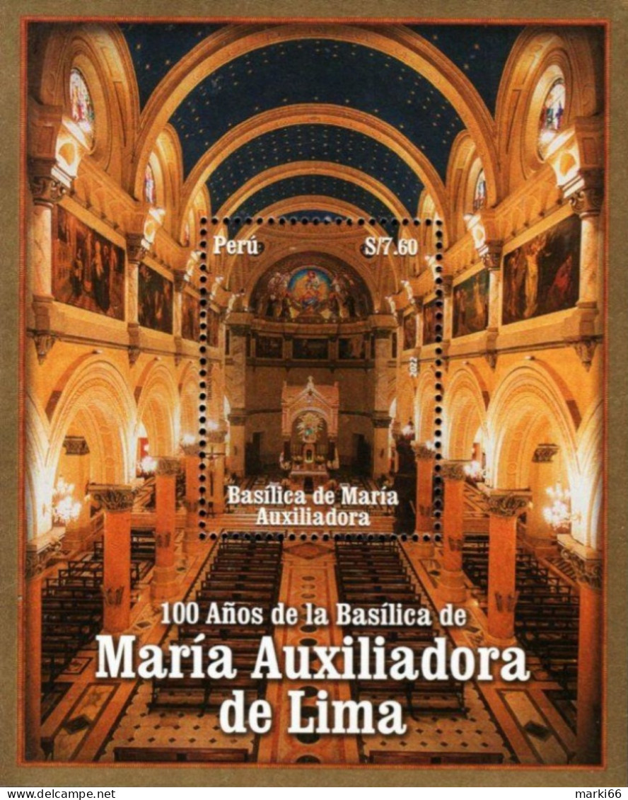 Peru - 2022 - Maria Auxiliadora Basilica In Lima - Mint Souvenir Sheet - Perù
