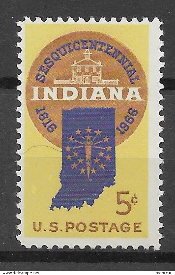 USA 1966.  Indiana Sc 1308  (**) - Unused Stamps