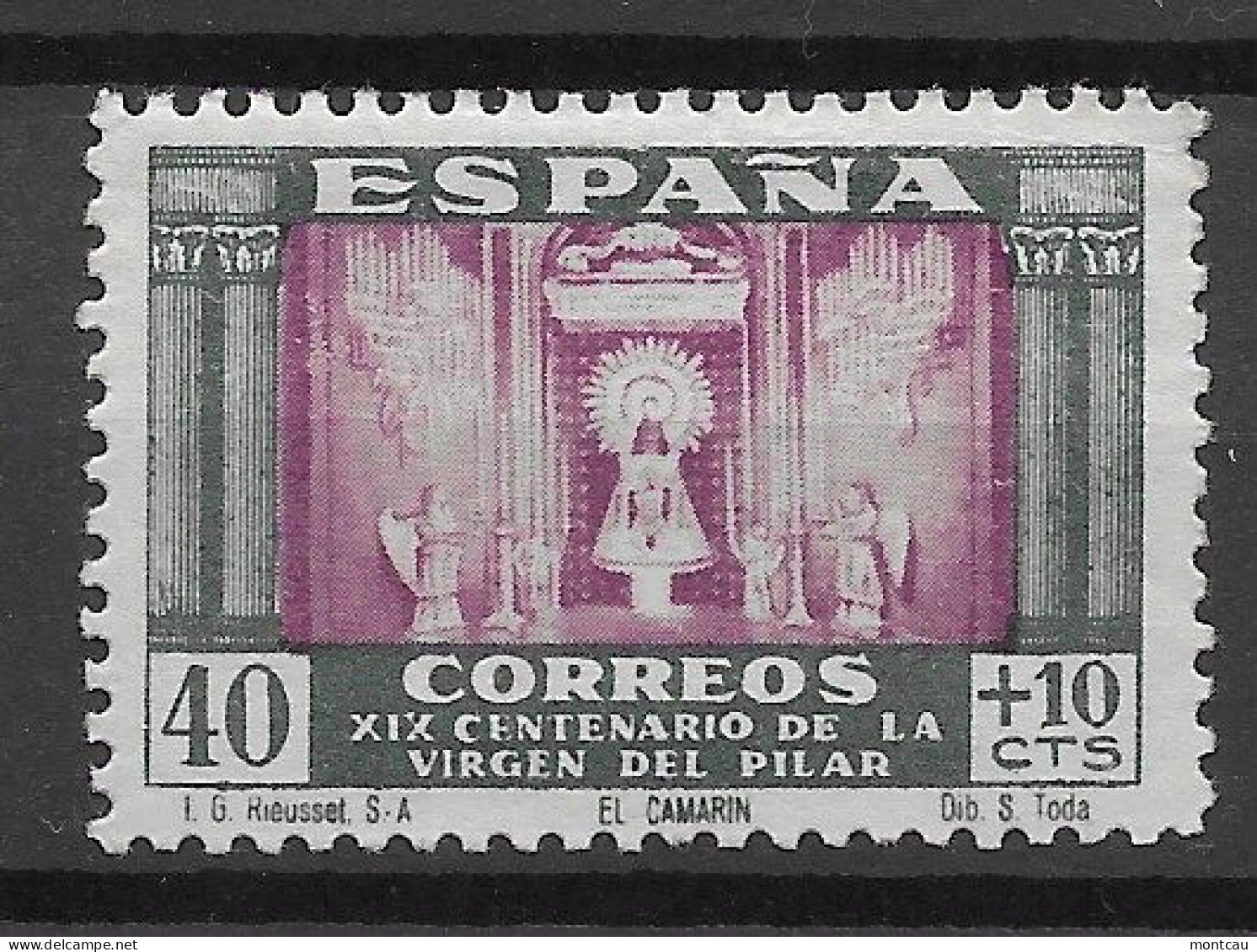 Spain 1940. Vg Del Pilar 40+10 Cts Ed 893 (**) - Ungebraucht