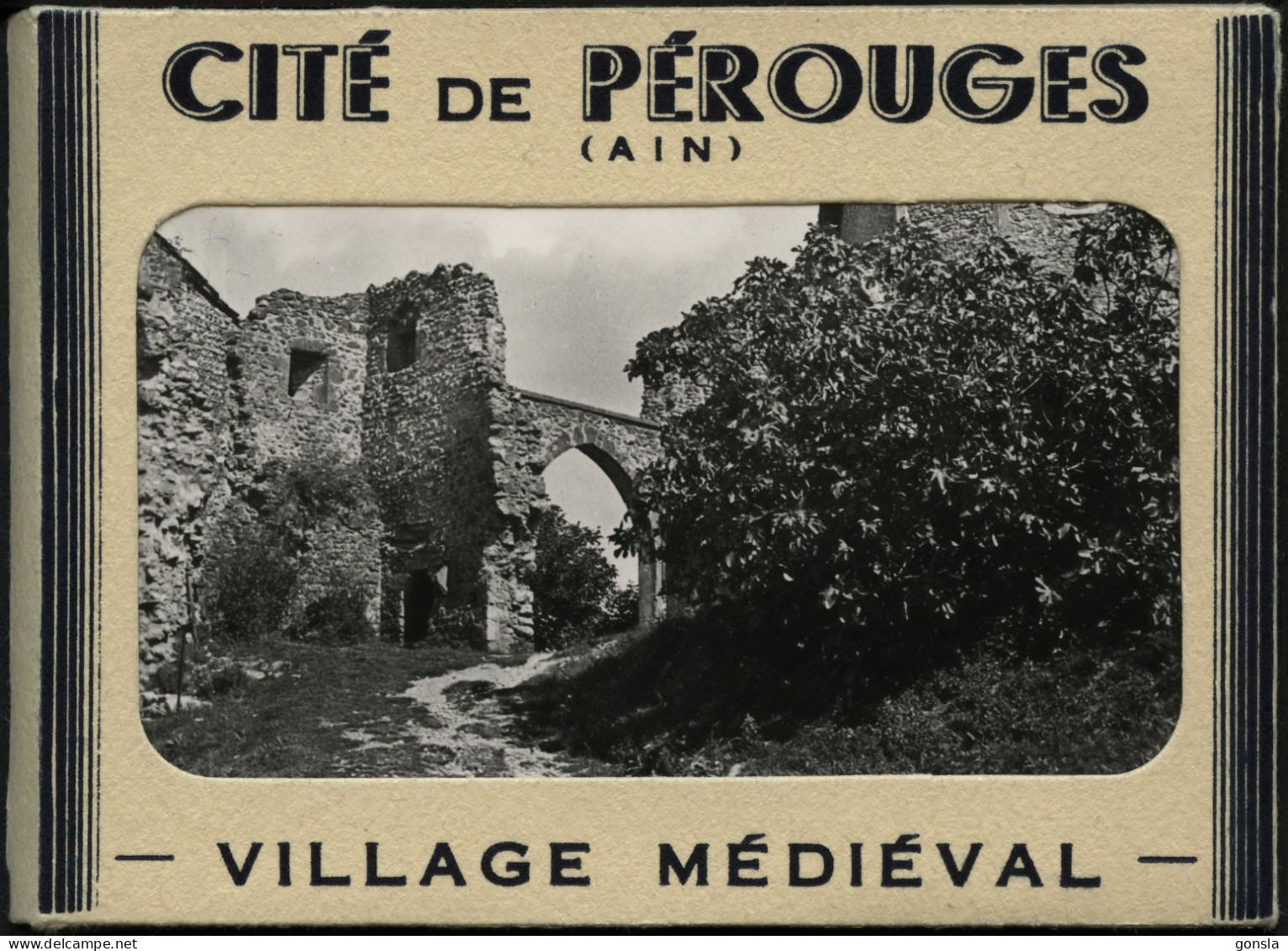 CITÉ DE PEROUGES 1950 "Village Médiéval" Bloc Originale De 10 Petites Photos - Europe