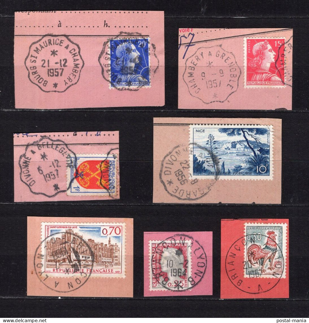 Lot De Timbres Sur Fragment Quelques  Cachet Convoyeur / Amblant ... A Voire   // B 56 - Used Stamps