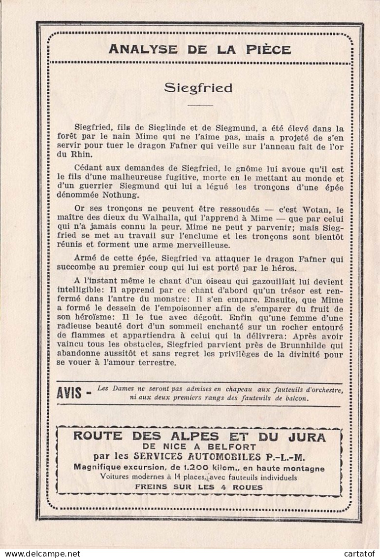 Casino De VICHY . Saison 1924 . 31 Aout . CARMEN . Programme . - Programs