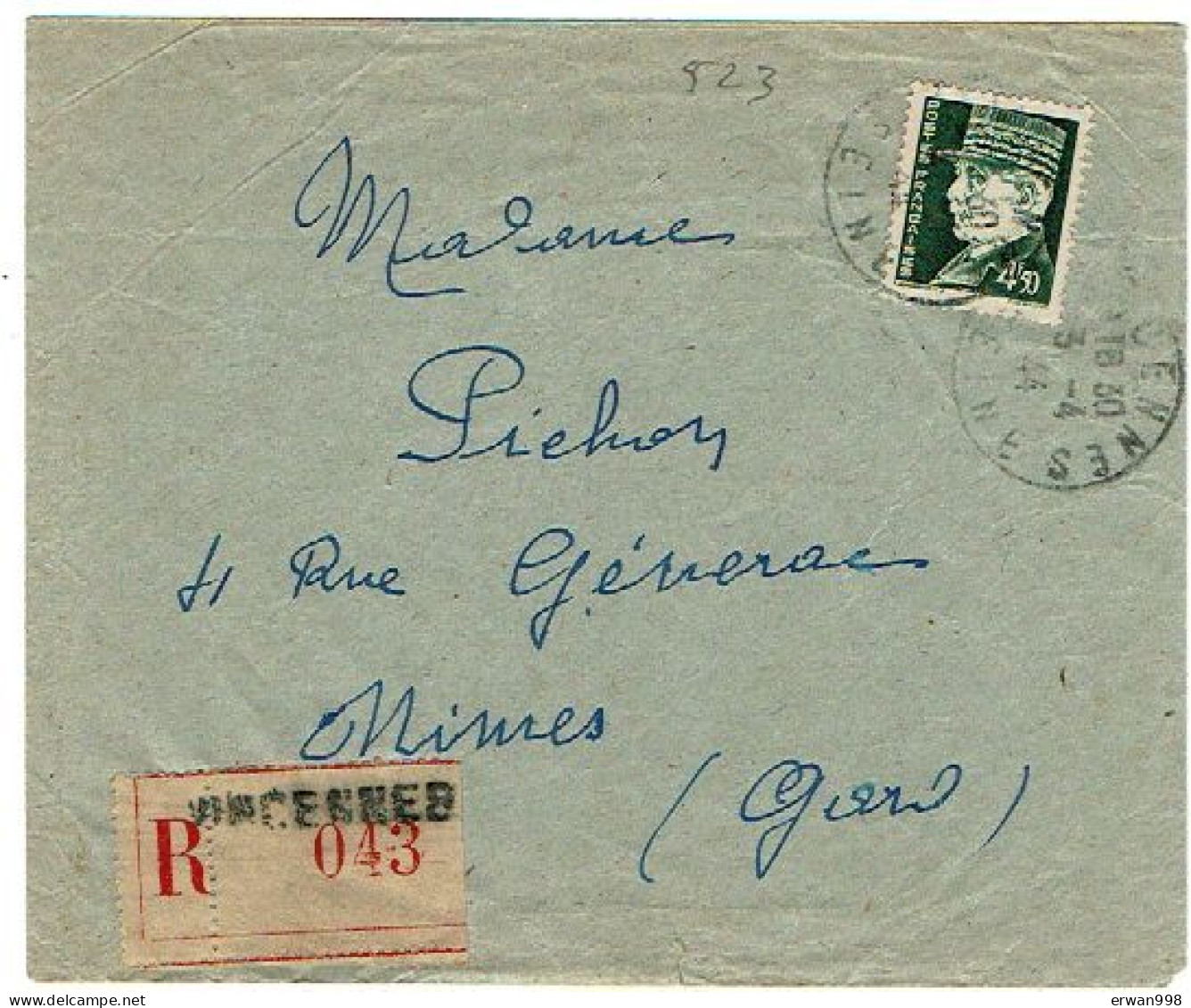 75 VINCENNES - Lettre Recommandée 3/4/1944 YT 523 PETAIN  Seul Sur Lettre       1101 - Covers & Documents