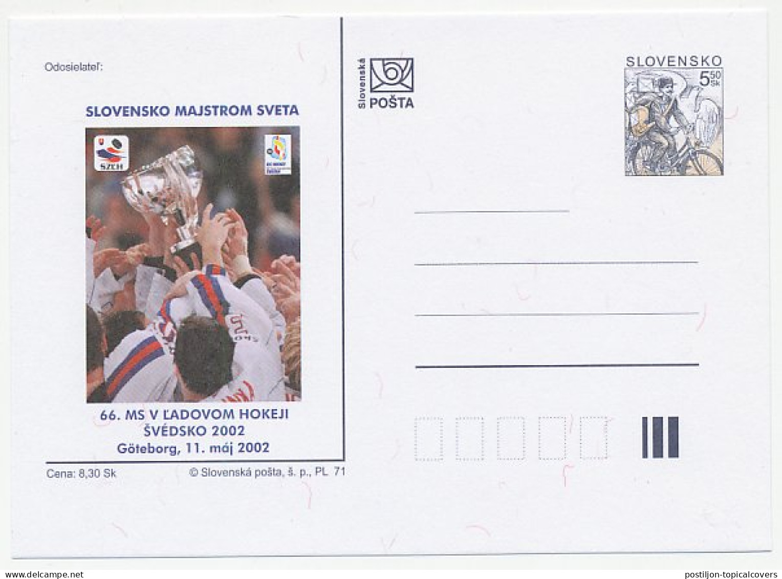 Postal Stationery Slovakia 2002 Ice Hockey - World Championships Sweden - Winter (Varia)