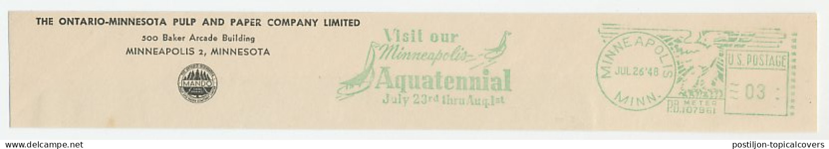 Meter Top Cut USA 1948 Minneapolis Aquatennial 1948 - Otros & Sin Clasificación