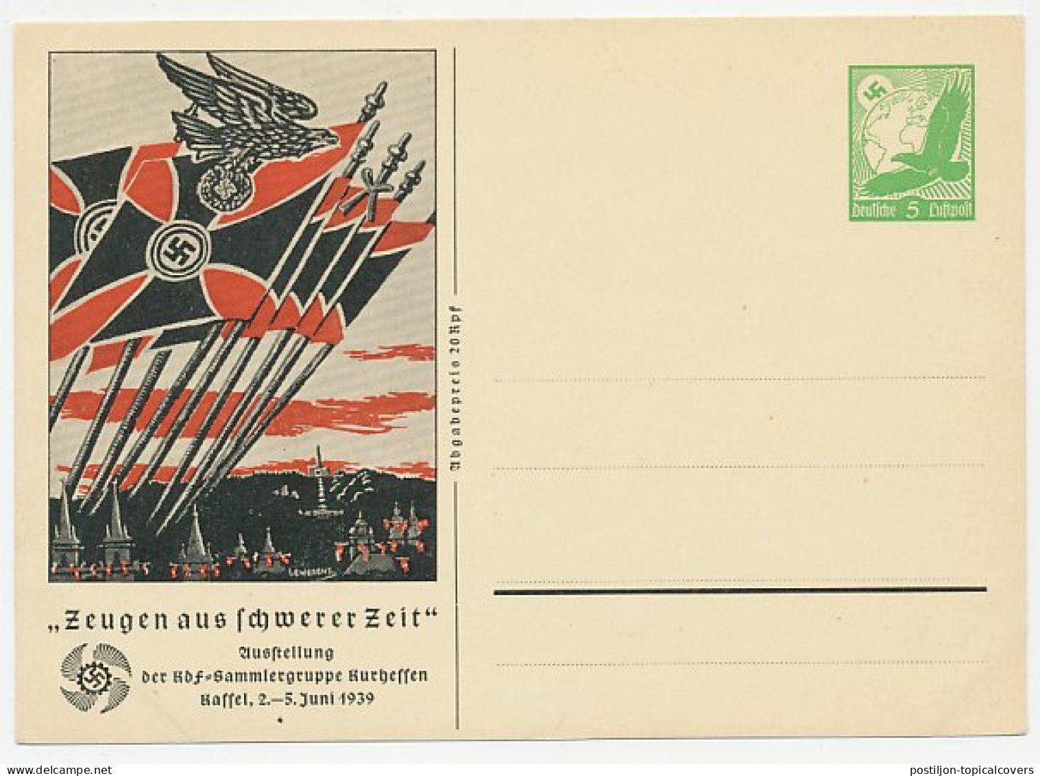 Postal Stationery Germany 1939 Exhibition Kurhessen / Kassel- Nazi Symbols - Seconda Guerra Mondiale