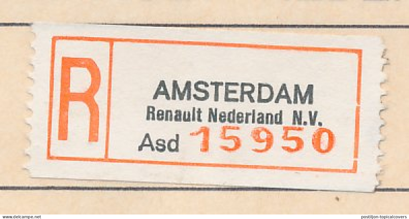 Registered Meter Cover Netherlands 1979 - Personal R Label Car - Renault - Cars