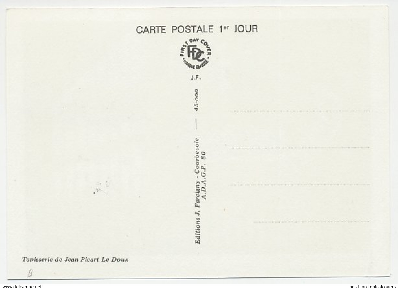 Maximum Card France 1980 Jean Picart Le Doux - Tribute J.S. Bach  - Other & Unclassified