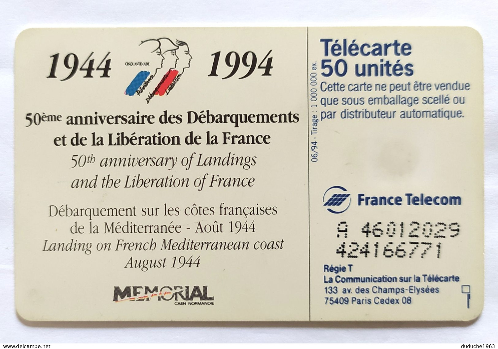 Télécarte France - Débarquement - Non Classificati