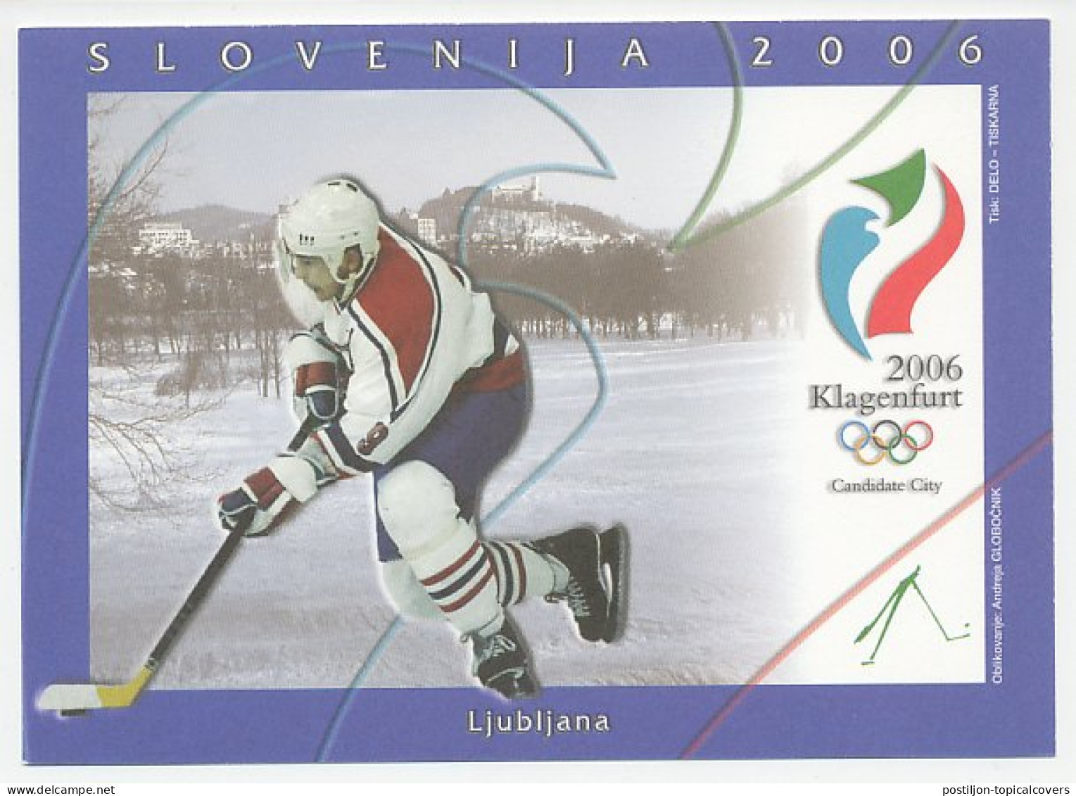 Postal Stationery Slovenia 2006 Ice Hockey - Klagenfurt - Olympic Candidate City - Invierno