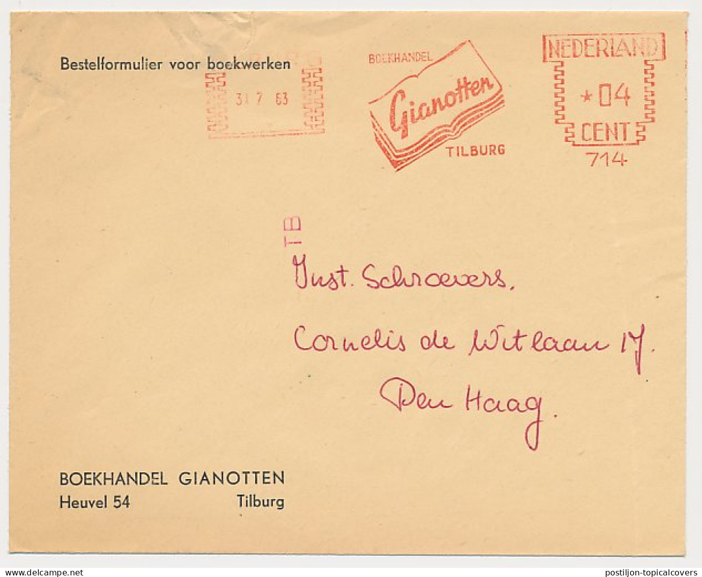 Meter Cover Netherlands 1963 Book - Bookstore - Ohne Zuordnung