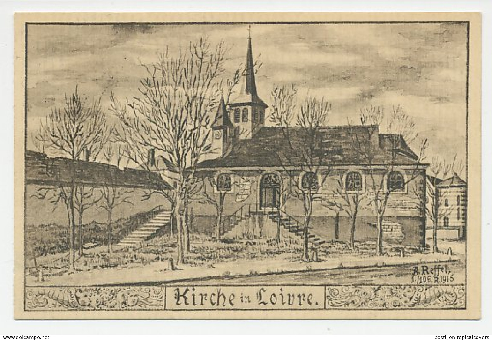 Fieldpost Postcard Germany / France 1915 Church - Loivre - WWI - Kirchen U. Kathedralen