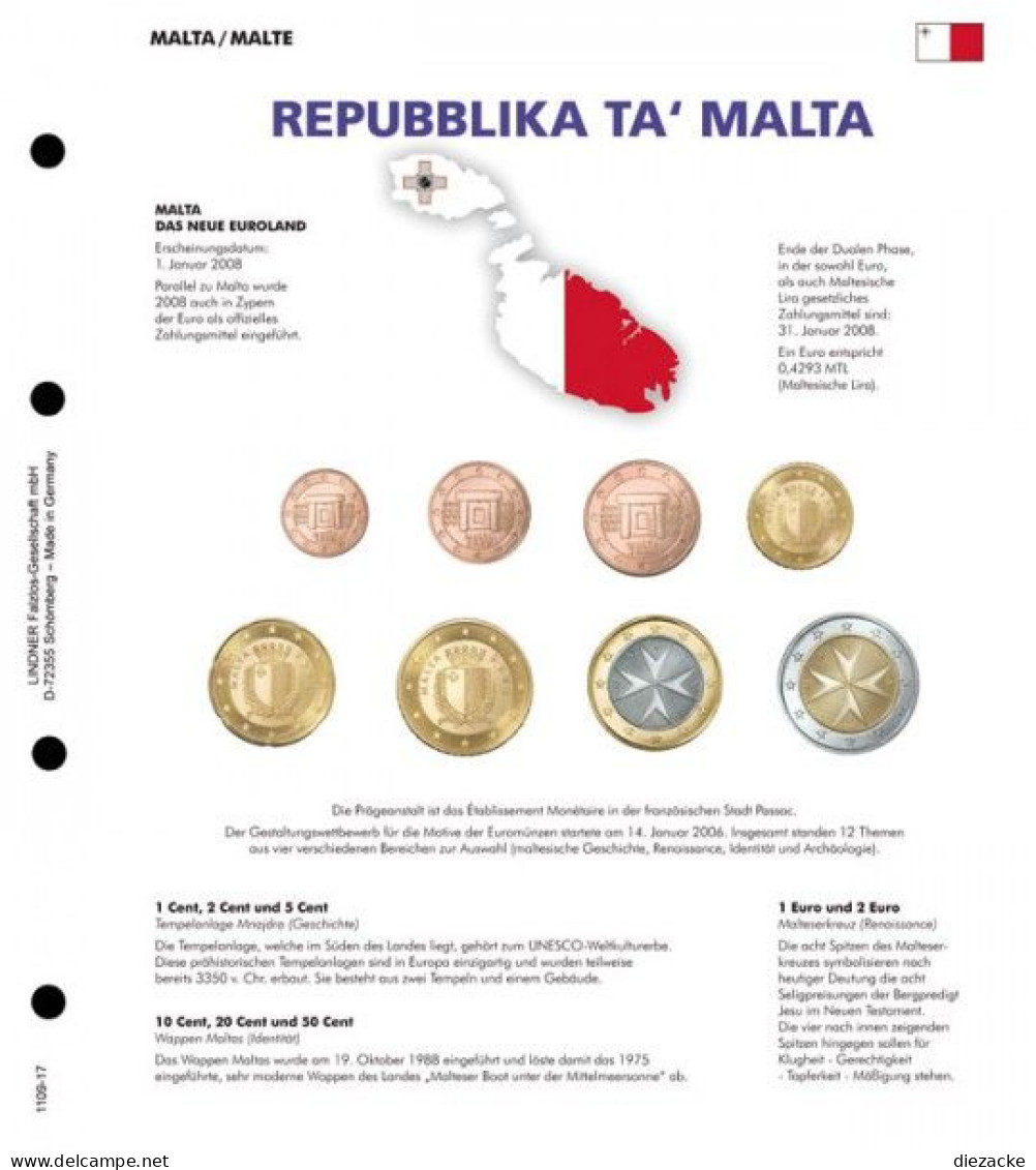 Lindner Vordruckblatt Karat 1109-17 Malta Neu - Matériel