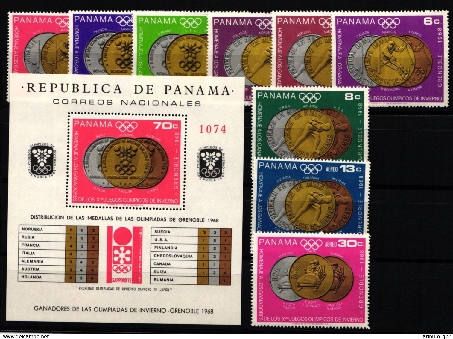 Panama Block 92 + 1077-1085 Postfrisch Olympiade Grenoble 1968 #NB050 - Panama