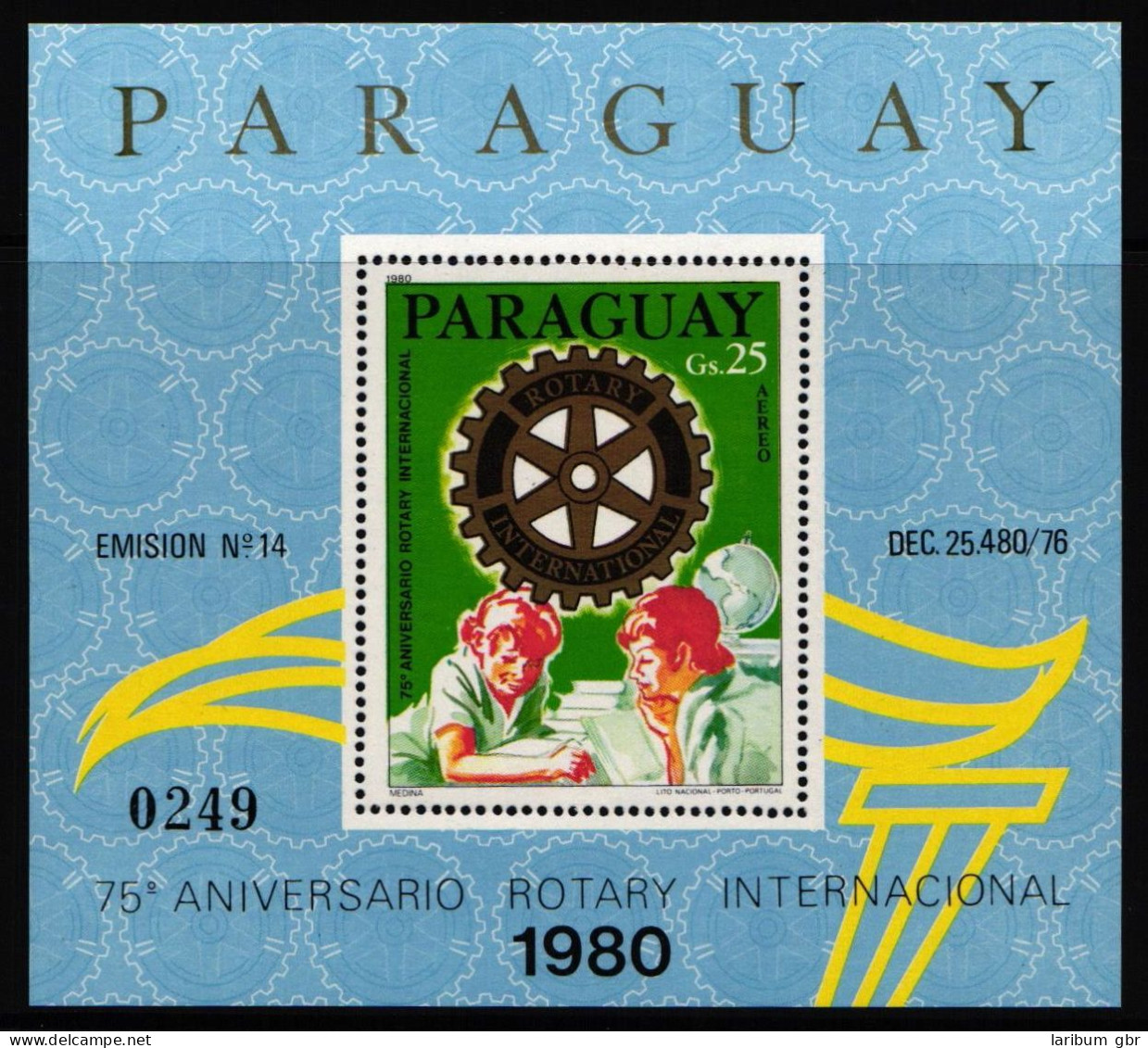 Paraguay Block 353 Postfrisch Rotarier #NB143 - Chile
