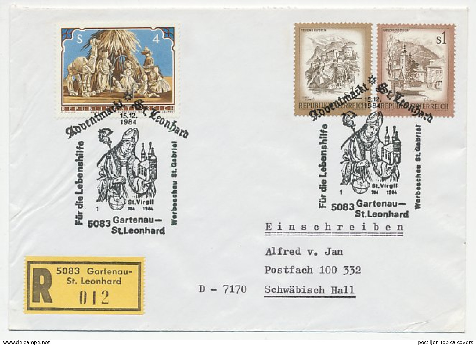 Registered Cover / Postmark Austria 1984 St. Vergil - St. Gabriel - Autres & Non Classés