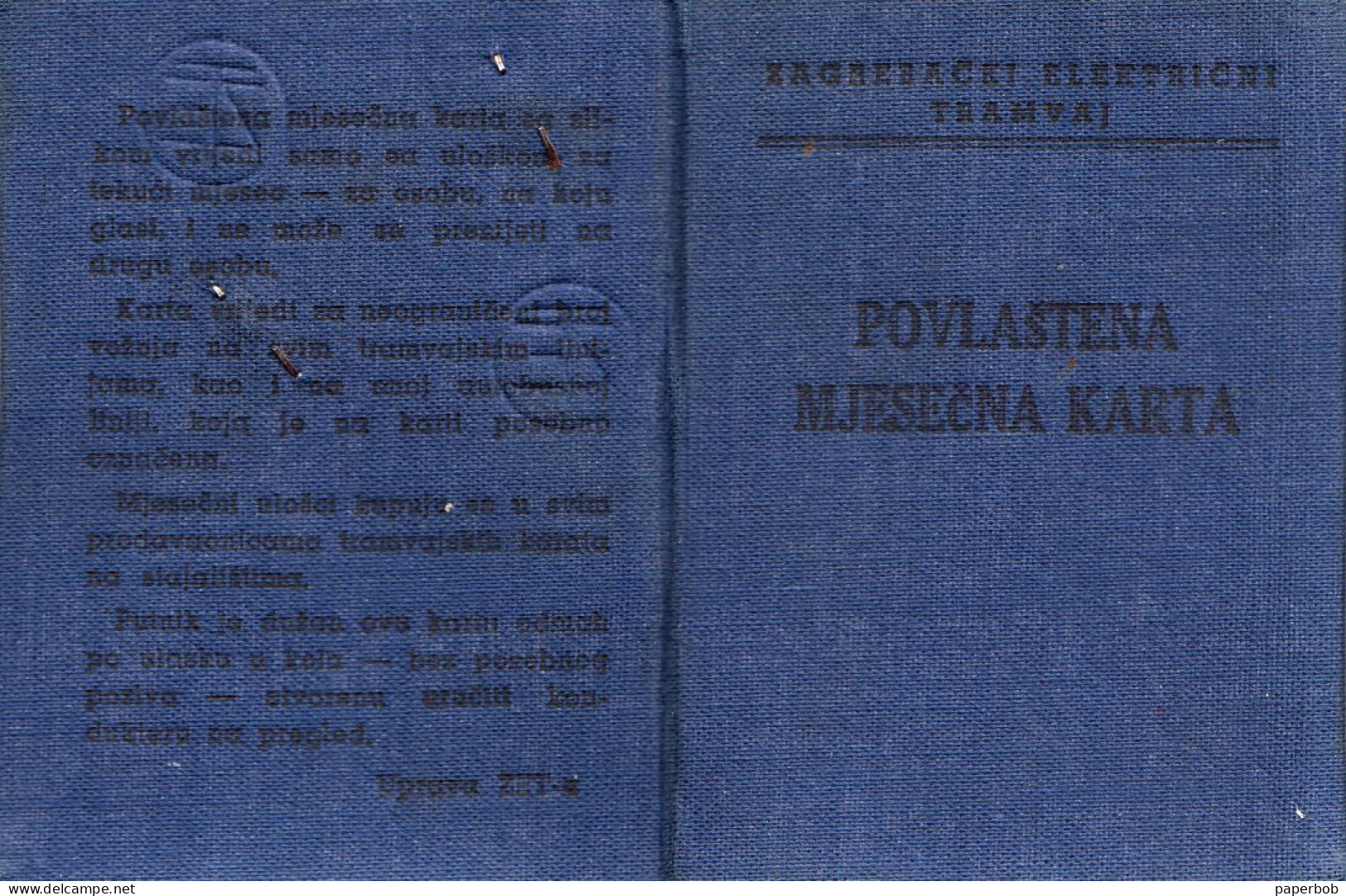 TRAMWAY ANNUALLY TICKET , CROATIA  1950 - Europa