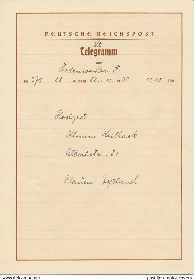 Telegram Germany 1938 - Schmuckblatt Telegramme Mushroom - Accordion - Violin - Cupid - Amor - Gnomes - Elves  - Pilze