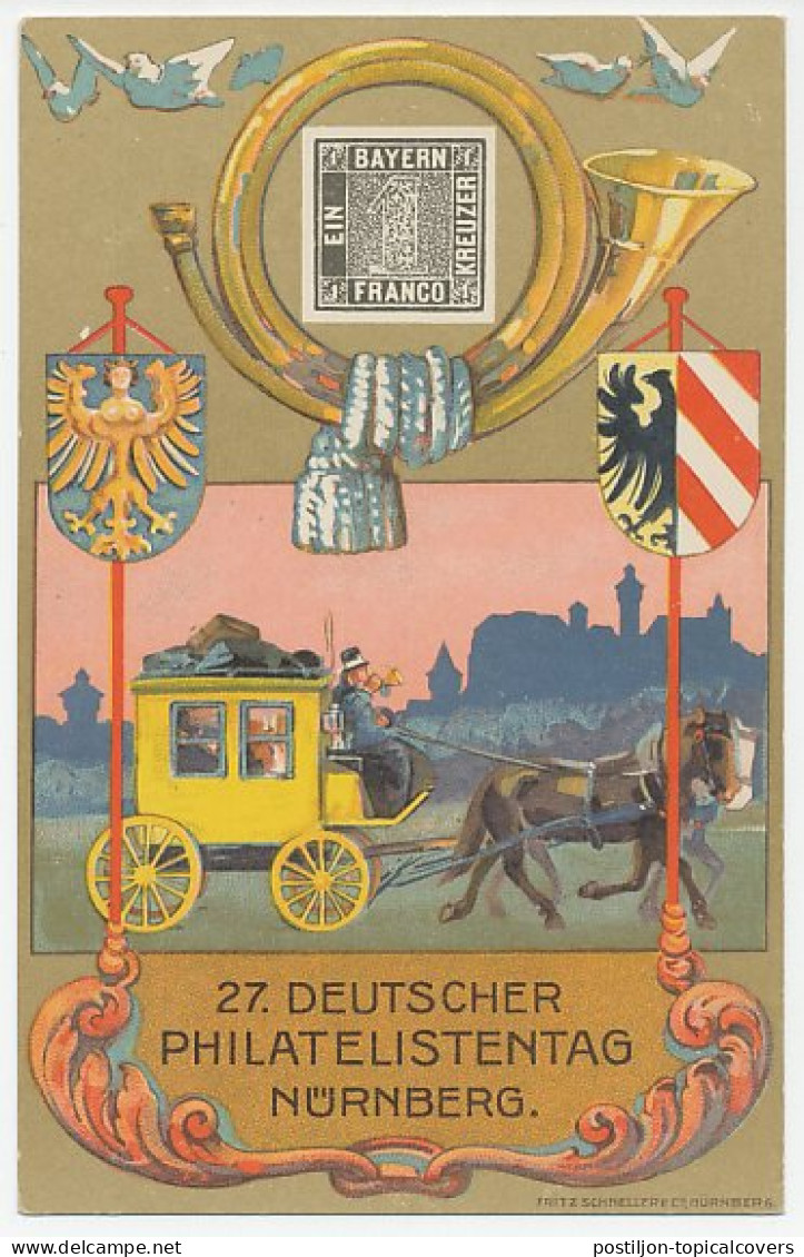 Postal Stationery Germany 1921 Philatelic Day Nurnberg - Bayern - Mail Coach - Sonstige & Ohne Zuordnung