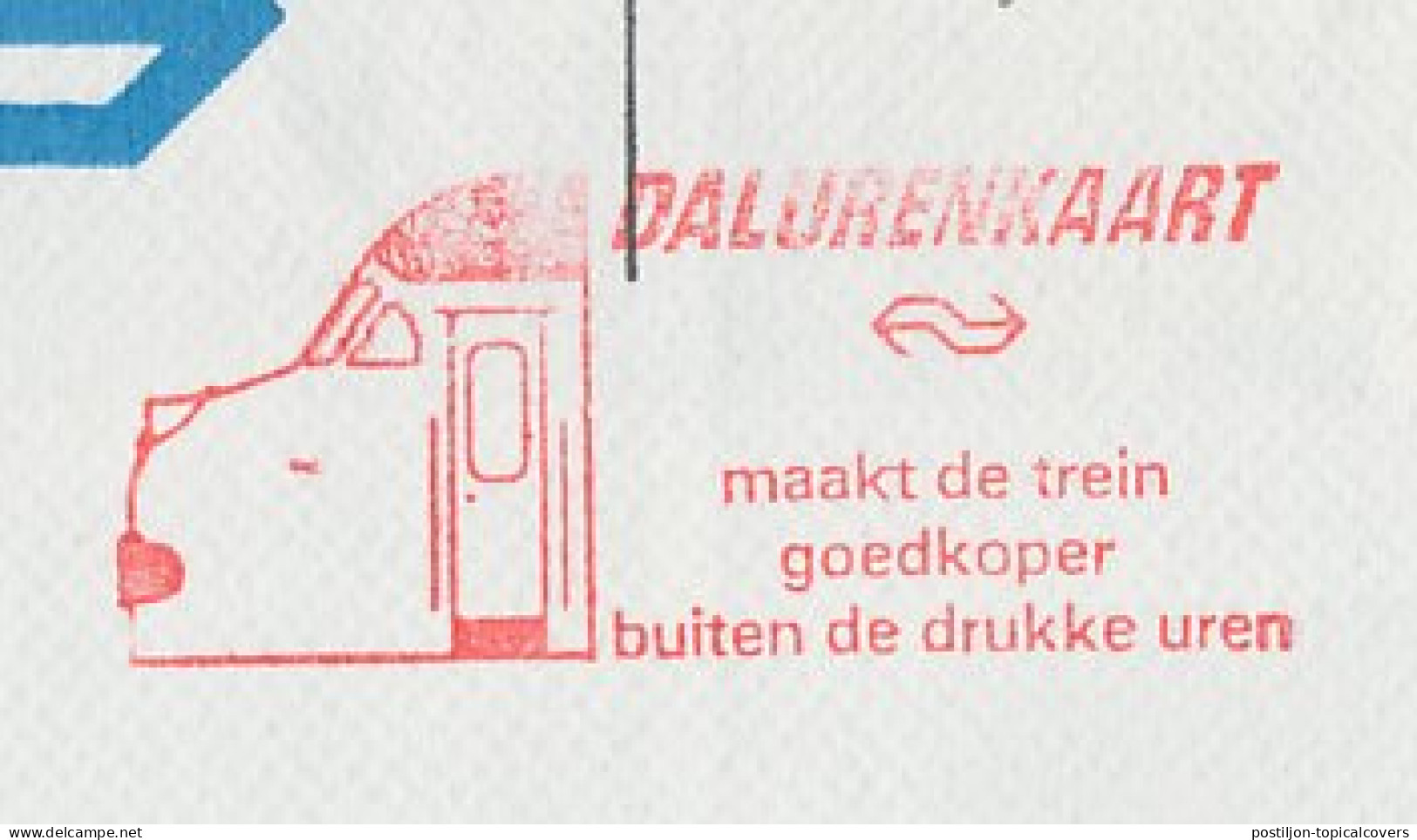 Illustrated Meter Cover Netherlands 1984 - Postalia 6364 NS - Dutch Railways - Off-peak Hours Card - Cheaper Train Ride - Treinen