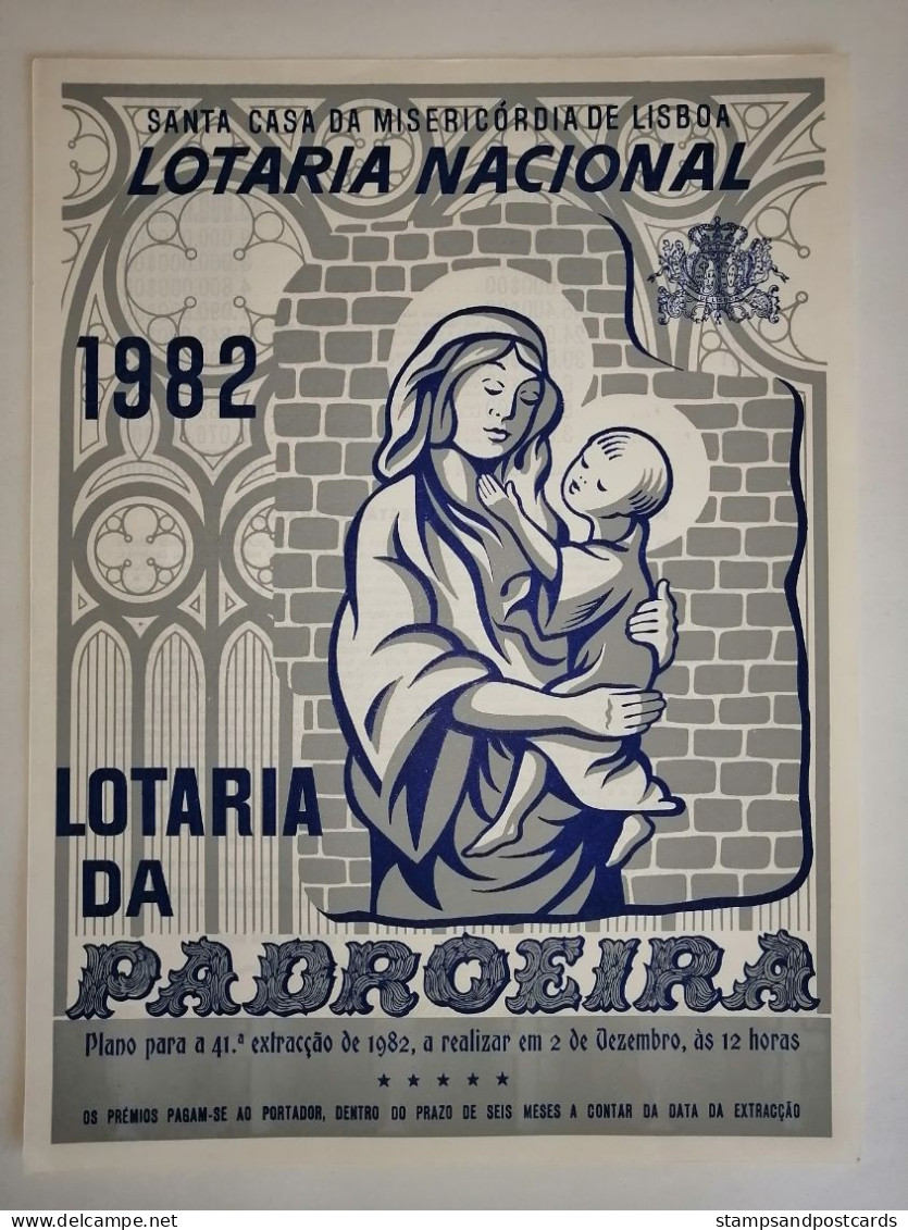 Loterie Notre-Dame Patronne Du Portugal Avis Officiel Affiche 1982 Loteria Lottery  Virgin Mary Official Notice Poster - Billets De Loterie