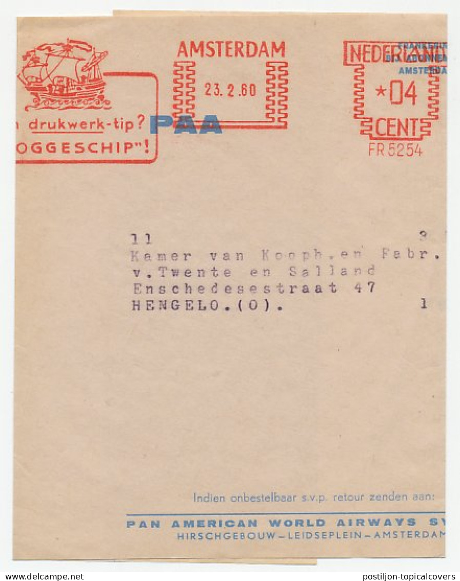Roodfrankering Drukwerk Wikkel Amsterdam - Hengelo 1960 - Non Classés