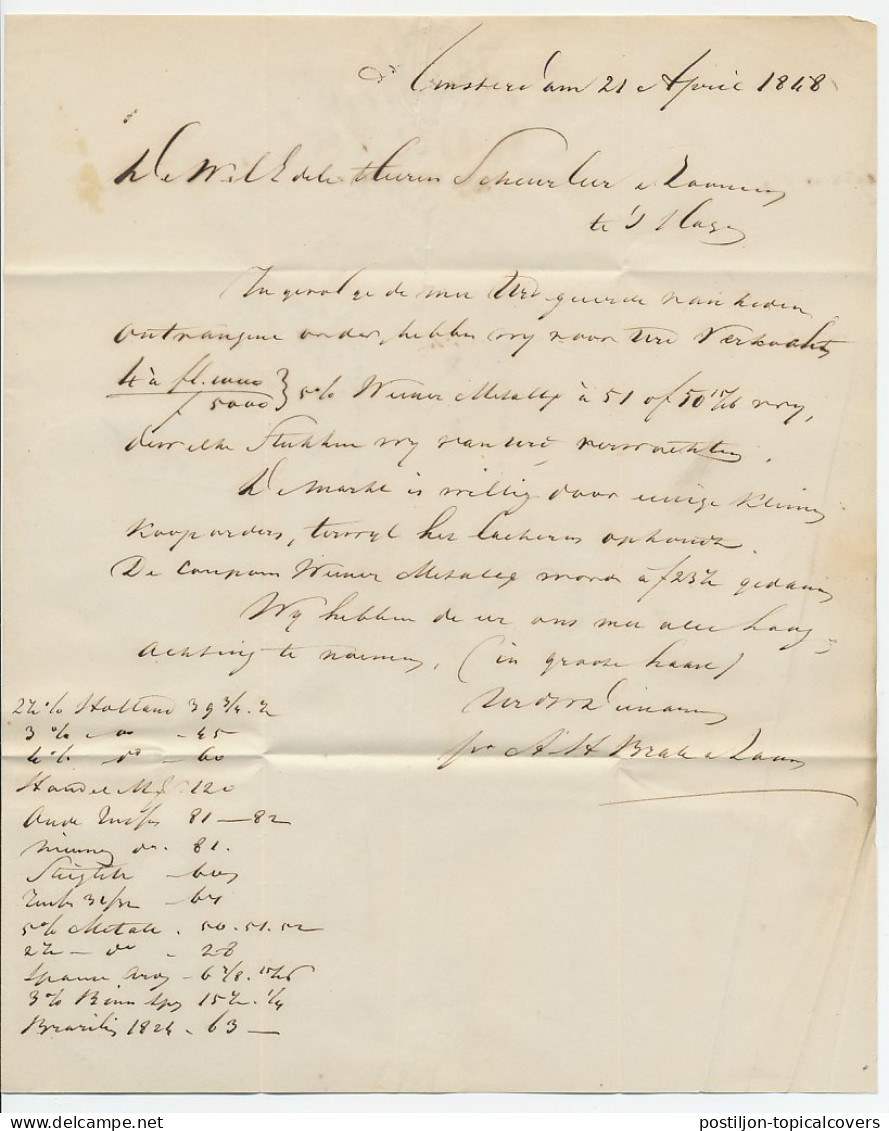 Amsterdam - Den Haag 1848 - Expeditie Koens - ...-1852 Préphilatélie