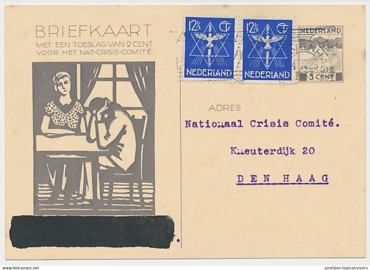 Briefkaart G. 233 / Bijfr. T.b.v. Radioprijsvraag - Den Haag  - Material Postal