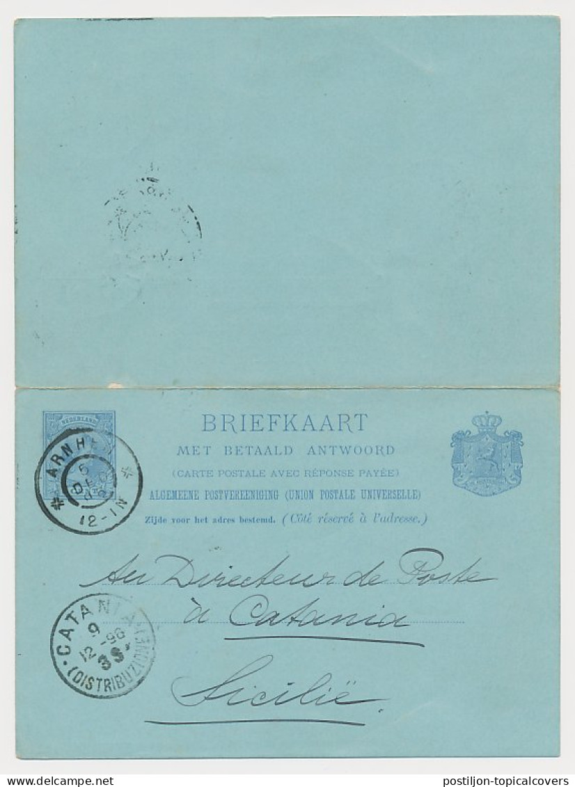 Briefkaart G. 37 Arnhem - Sicilie Italie 1896 V.v. - Material Postal