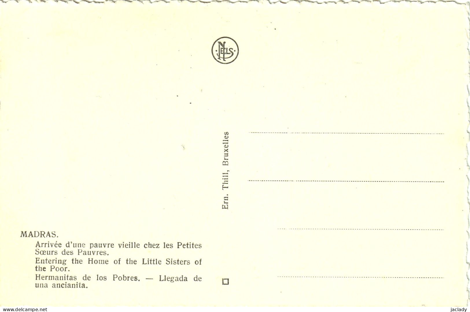 Madras -- Arrivée D'une Pauvre Vieille Chez Les Petites Soeurs Des Pauvres    (2 Scans) - Missioni