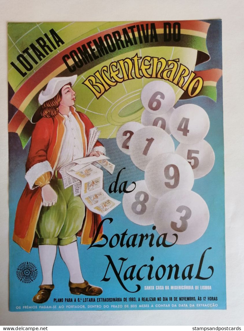 Portugal Loterie Bicentenaire Avis Officiel Affiche 1983 Loteria Bicentennial Lottery Official Notice Poster - Billetes De Lotería