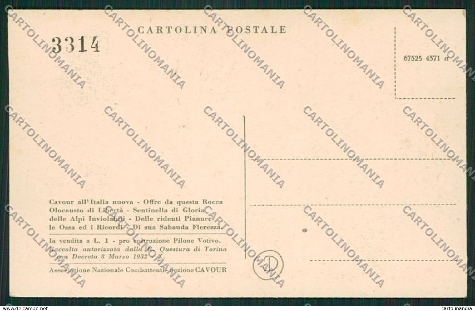 Torino Cavour Cartolina QK1390 - Autres & Non Classés