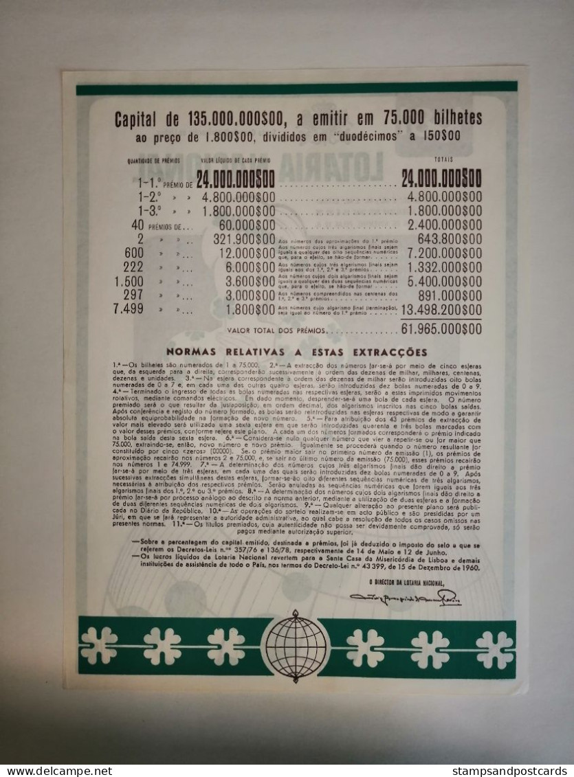 Portugal Loterie Avis Officiel Affiche 1981 Loteria Lottery Official Notice Poster - Lotterielose