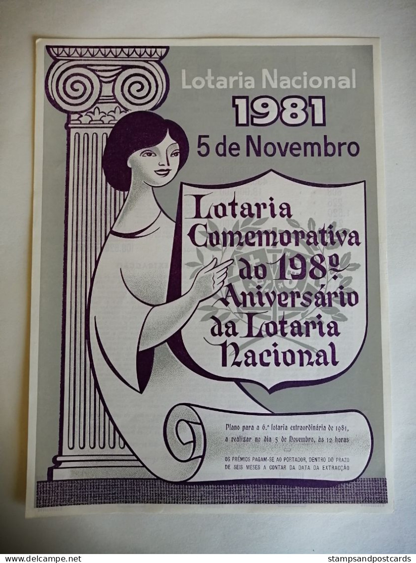 Portugal Loterie Avis Officiel Affiche 1981 Loteria Lottery Official Notice Poster - Billets De Loterie