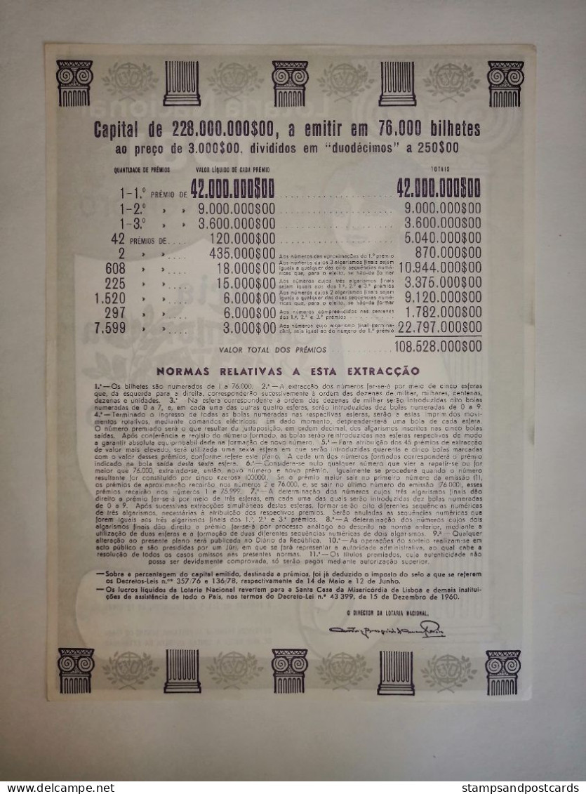 Portugal Loterie Avis Officiel Affiche 1981 Loteria Lottery Official Notice Poster - Billets De Loterie