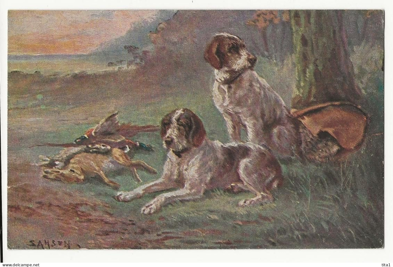 210 - Scène De Chasse - Chiens Et Gibier - Perros