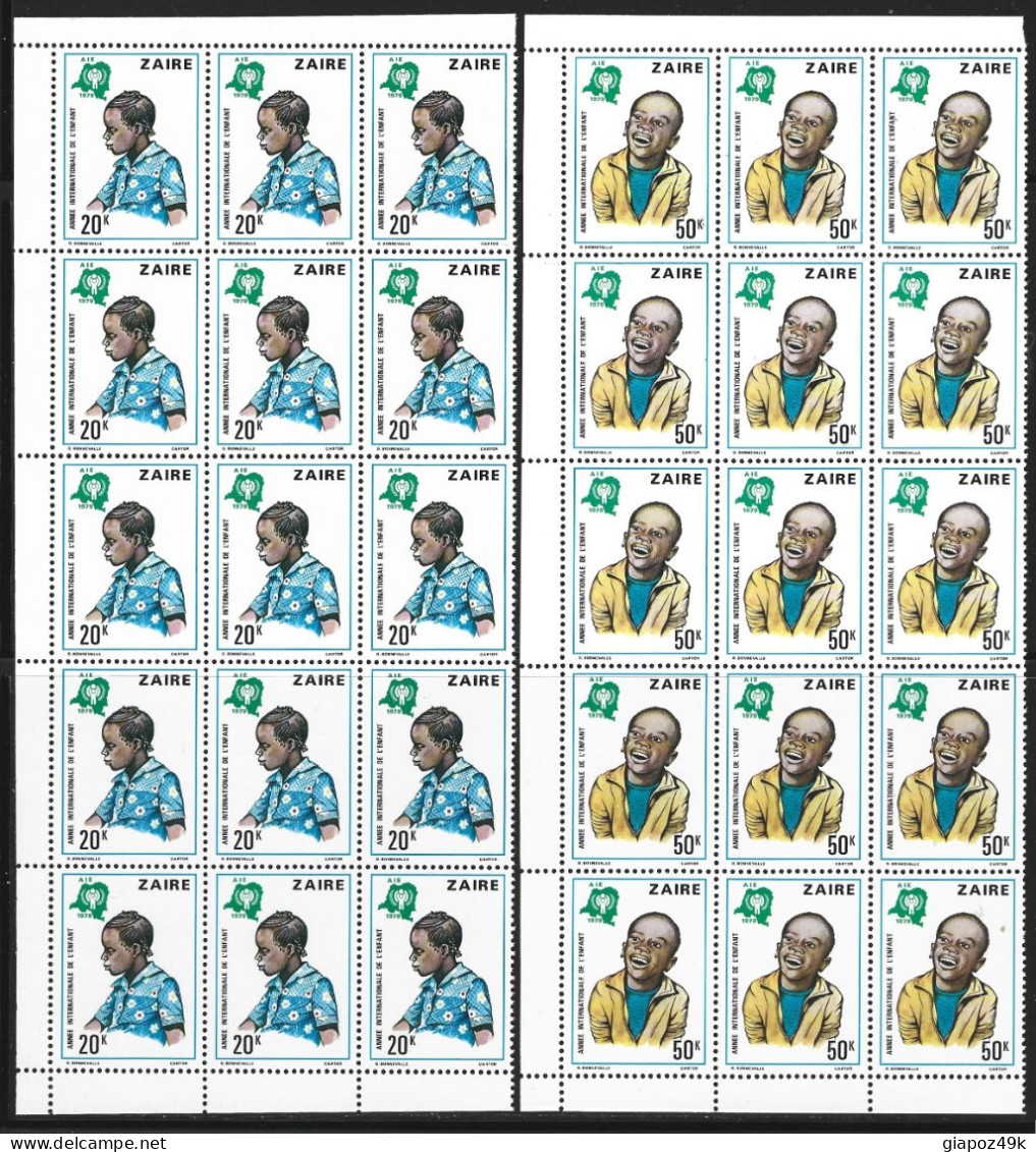 ● ZAIRE CONGO 1979 ֍ ANNE INTER ENFANT ● Bimbi ● BLOCCHI Di 15 Valori ● Serie Completa ● X ● - Unused Stamps