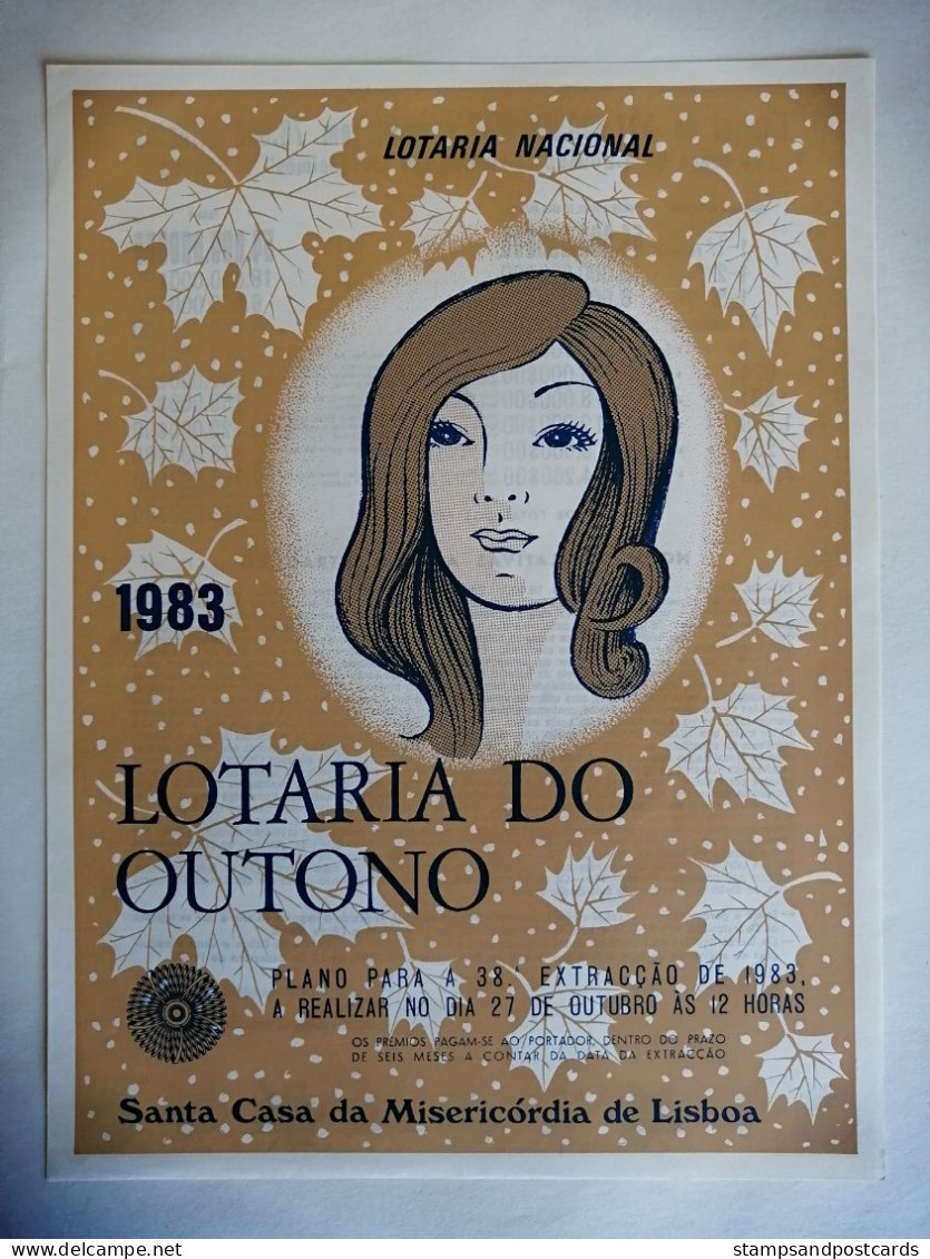 Portugal Loterie Automne Avis Officiel Affiche 1983 Loteria Lottery Autumn Official Notice Poster - Billets De Loterie