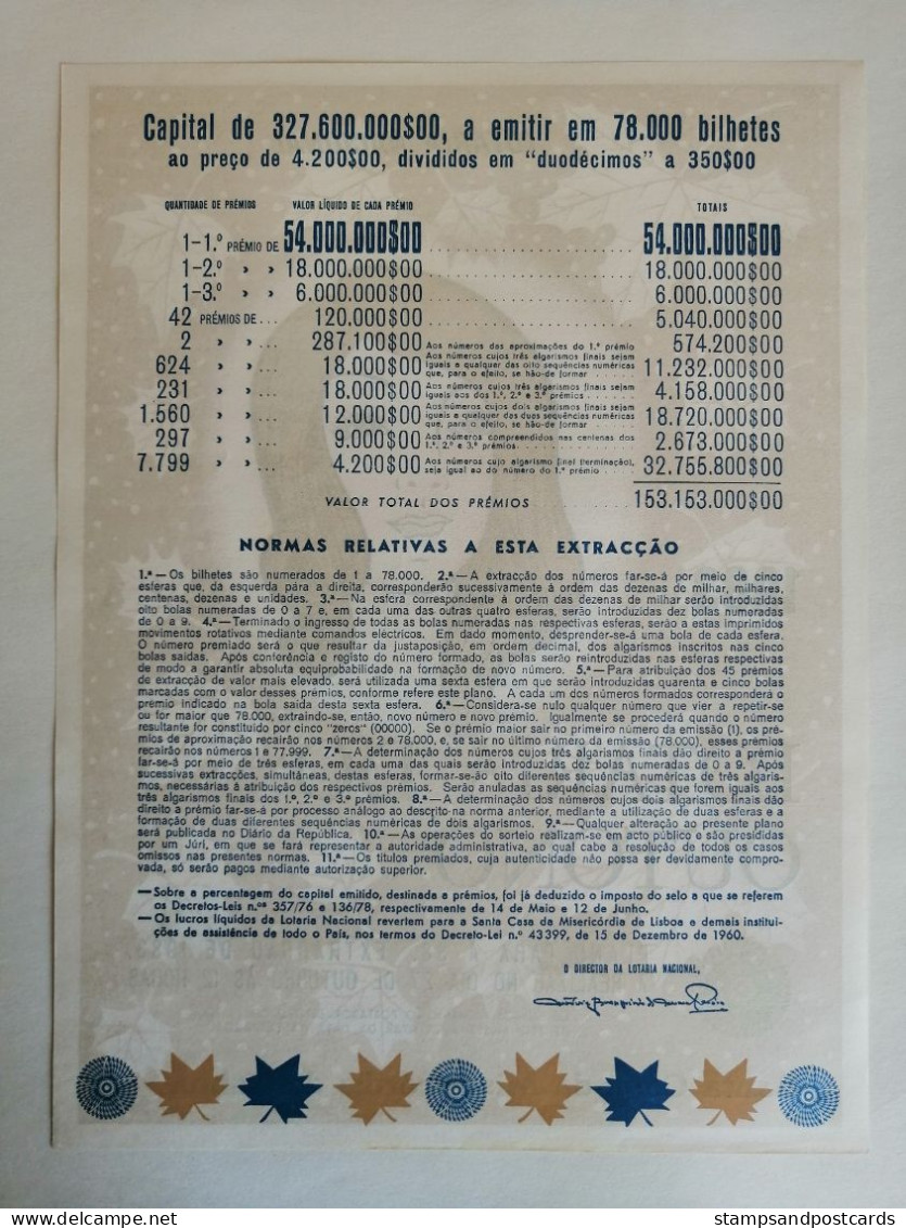 Portugal Loterie Automne Avis Officiel Affiche 1983 Loteria Lottery Autumn Official Notice Poster - Lottery Tickets