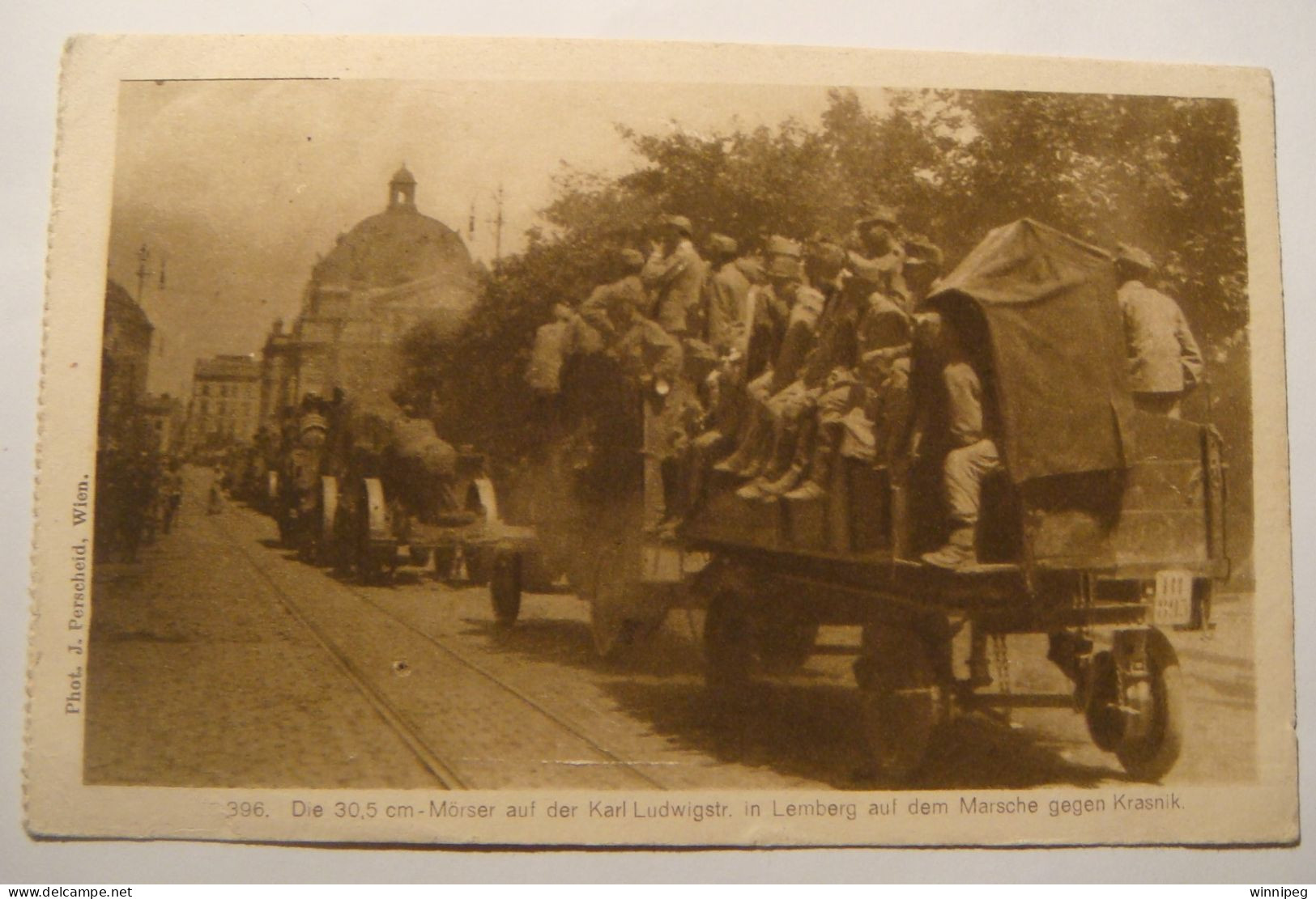 Lwow.Lemberg.Die 30.5cm Morser Auf Der Karl Ludwigstr.Marsche Gegen Krasnik.WWI.Feldhaubitzregiment.Poland.Ukraine. - Ukraine