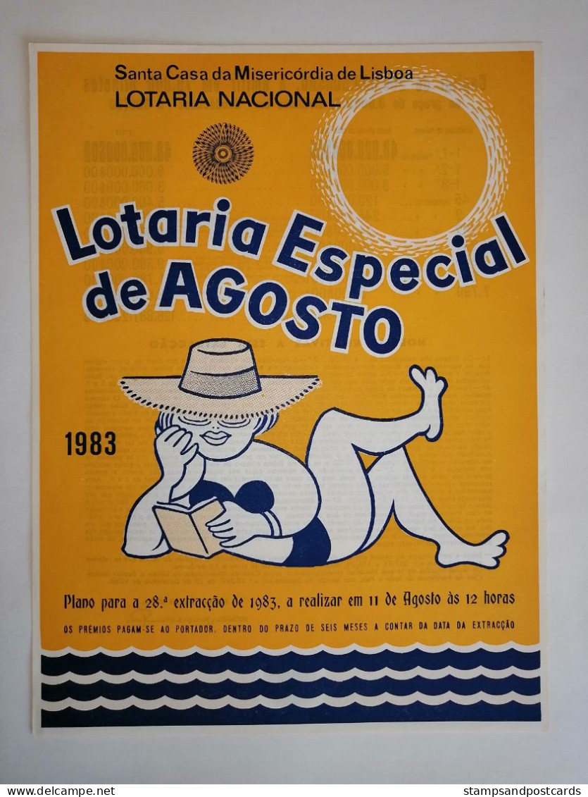 Portugal Loterie  Ête Avis Officiel Affiche 1983 Loteria Lottery Summer Official Notice Poster - Billets De Loterie