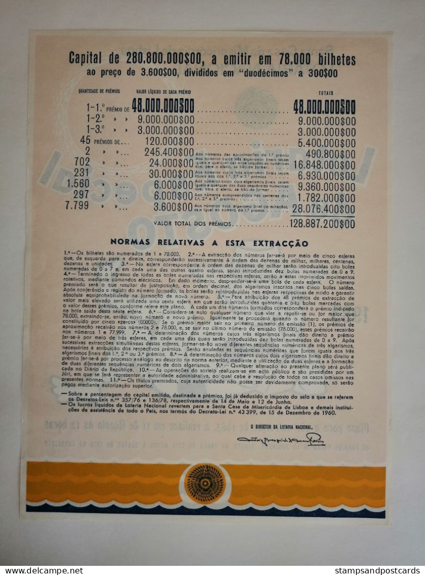 Portugal Loterie  Ête Avis Officiel Affiche 1983 Loteria Lottery Summer Official Notice Poster - Billets De Loterie