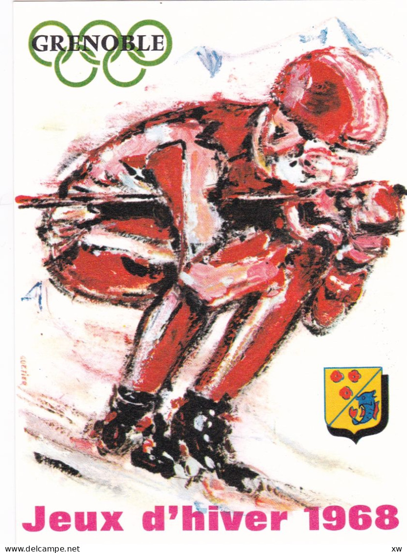 ILLUSTRATEURS - 5 CPM - ILLUSTRATEURS 3 SIGNEES De Quetier - JEUX OLYMPIQUES GRENOBLE 1968 - 20e Anniversaire - 20-04-24 - Sonstige & Ohne Zuordnung