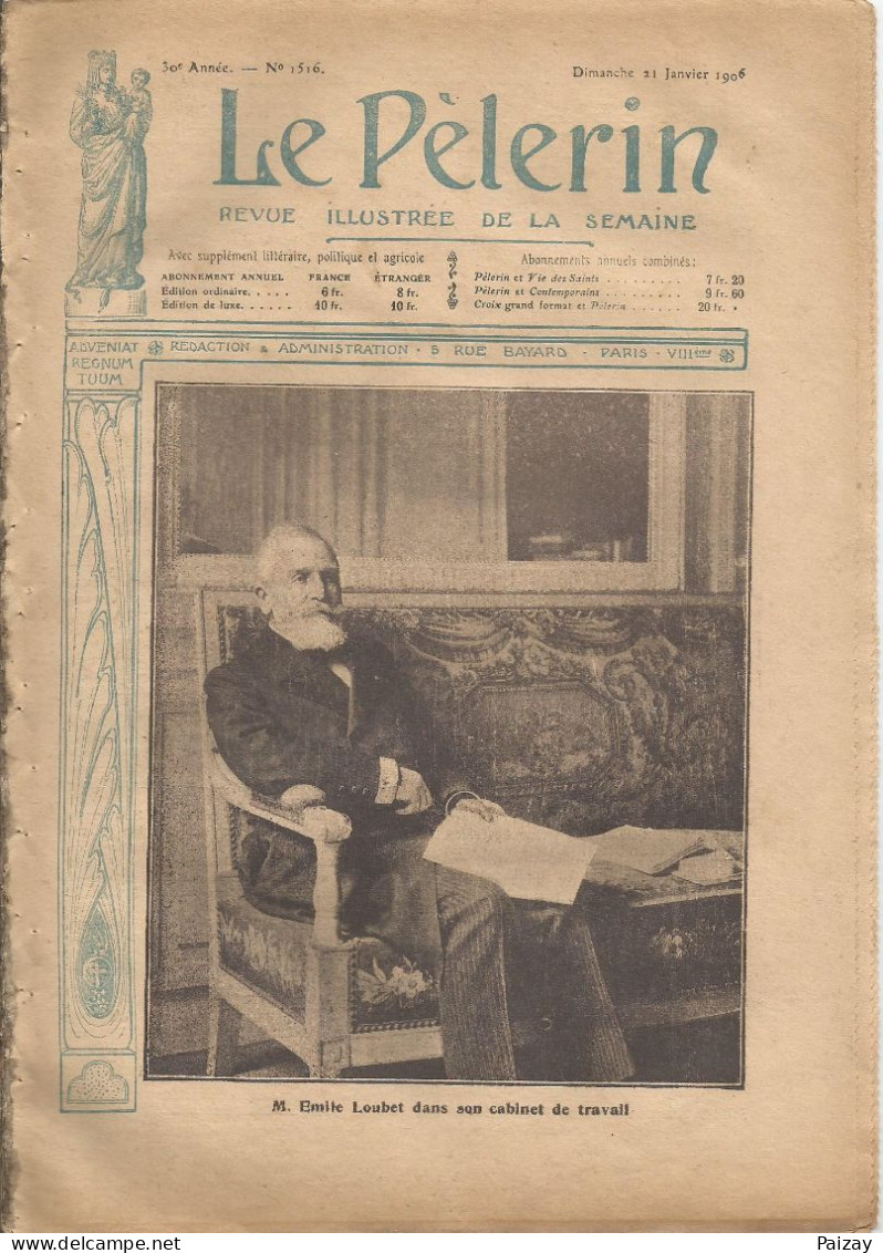 Pèlerin Revue Illustrée N° 1516 21 Janvier 1906 Louvet Youyou Sidi Abdallah Jacobin Bizerte Oued Koceine Lamy Académie - Andere & Zonder Classificatie