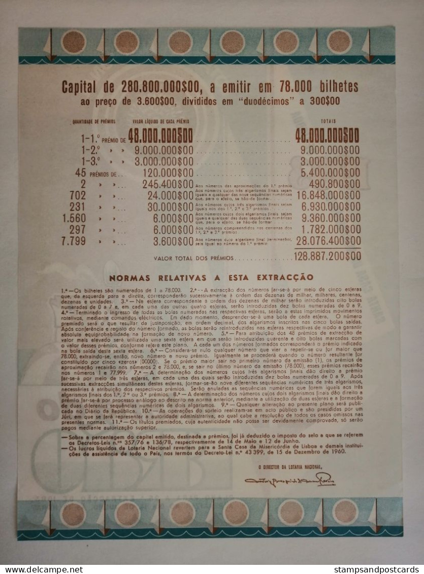 Portugal Loterie  Ête Avis Officiel Affiche 1983 Loteria Lottery Summer Official Notice Poster - Lottery Tickets