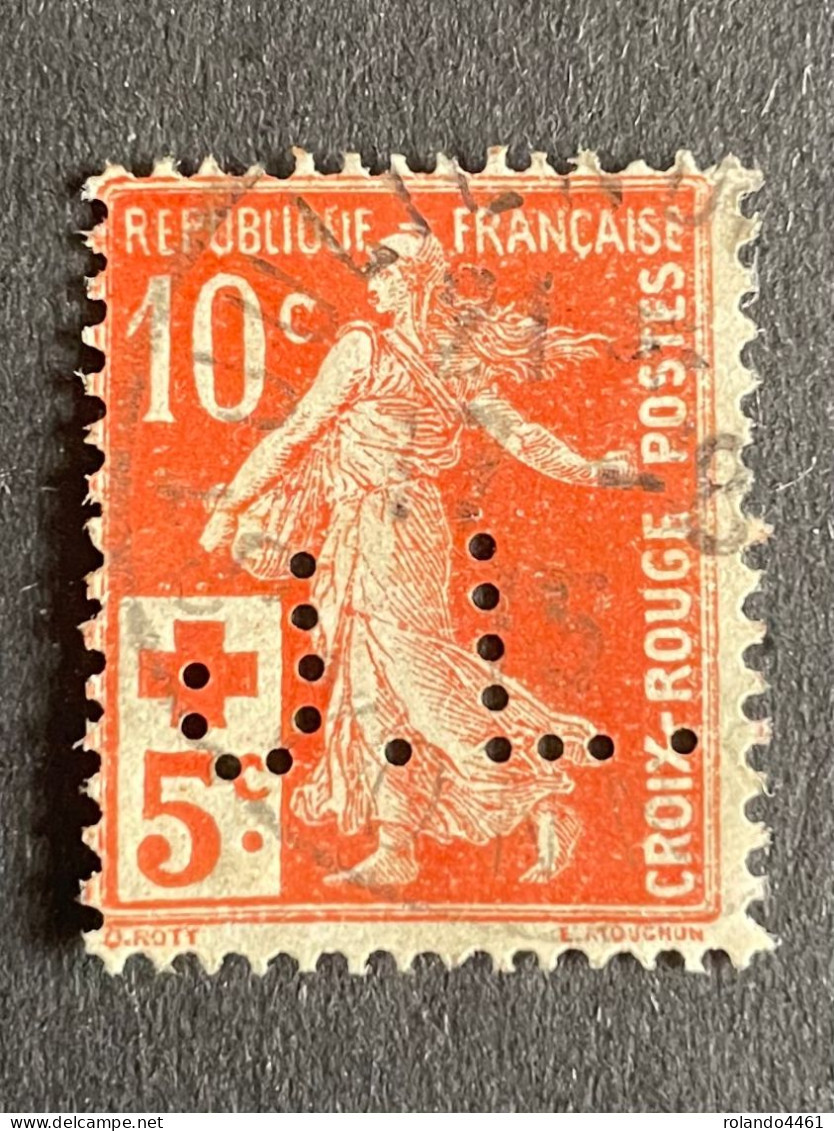 FRANCE S N° 147 Semeuse Croix Rouge J.L. 68 Indice 4 Perforé Perforés Perfins Perfin Superbe ! - Autres & Non Classés