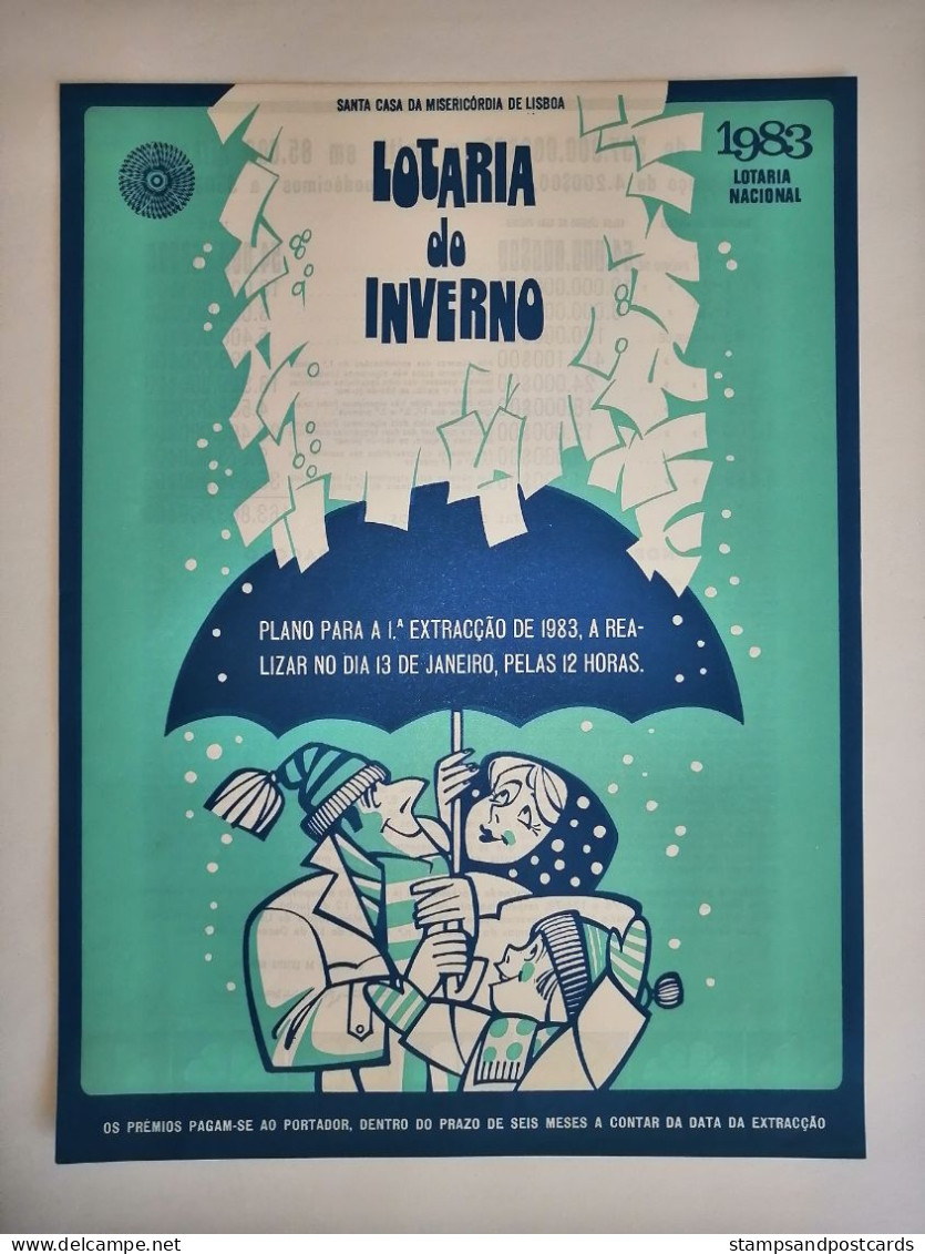 Portugal Loterie Janvier Hiver Avis Officiel Affiche 1983 Loteria Lottery January Winter Official Notice Poster - Billetes De Lotería