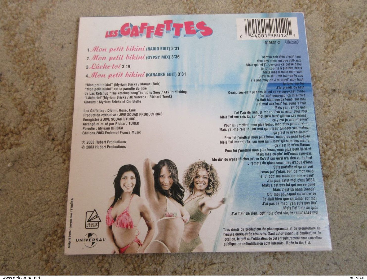 CD MUSIQUE 4 TITRES - Les GAFFETTES Mon PETIT BIKINI Version RADIO-GYPSY-KARAOKE - Otros - Canción Francesa