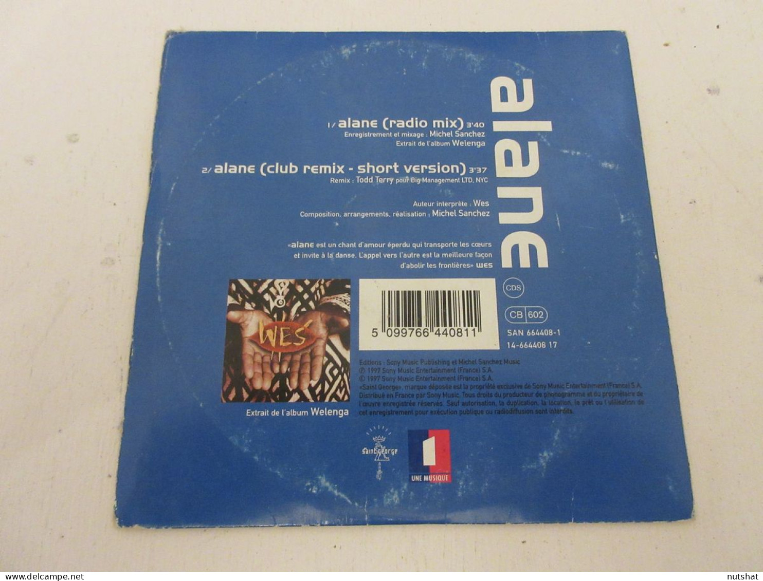 CD MUSIQUE 2 TITRES - WES - ALANE (Radio Mix) - ALANE (Club Remix) - 1997 - Autres - Musique Anglaise