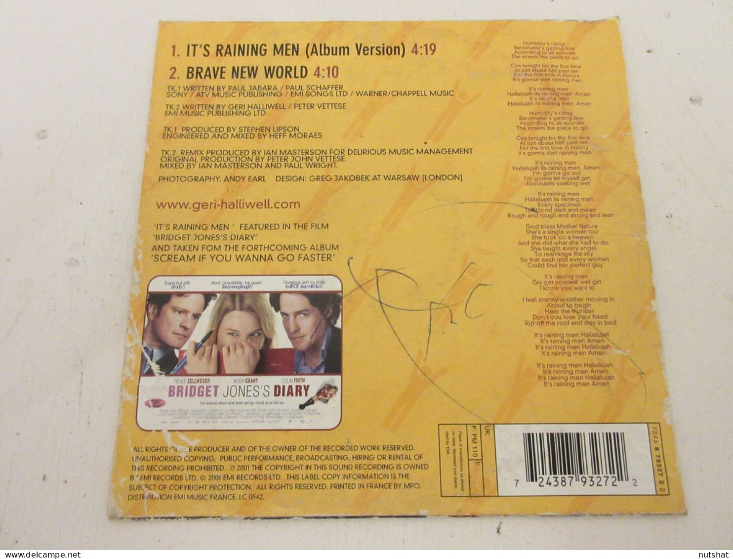 CD MUSIQUE 2 TITRES - Geri HALLIWEL - IT'S RAINING MEN - BRAVE NEW WORLD 2001   - Otros - Canción Inglesa